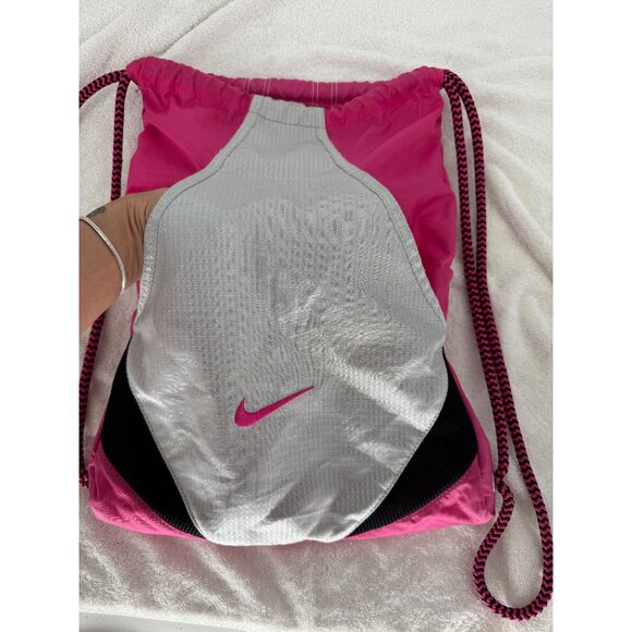 Nike Pink & Gray Drawstring Backpack With Interior Pockets & Rope Straps Lightwe - Picture 8 of 8
